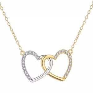 NWOT Macy's Diamond Double Heart Pendant Necklace